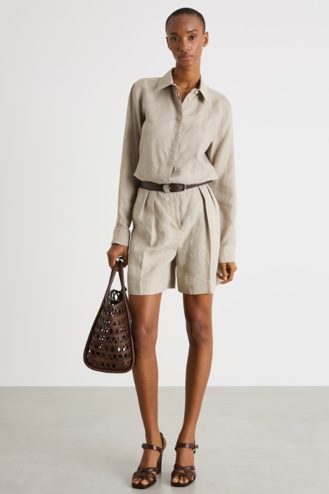 Fly-front linen shirt Intrend