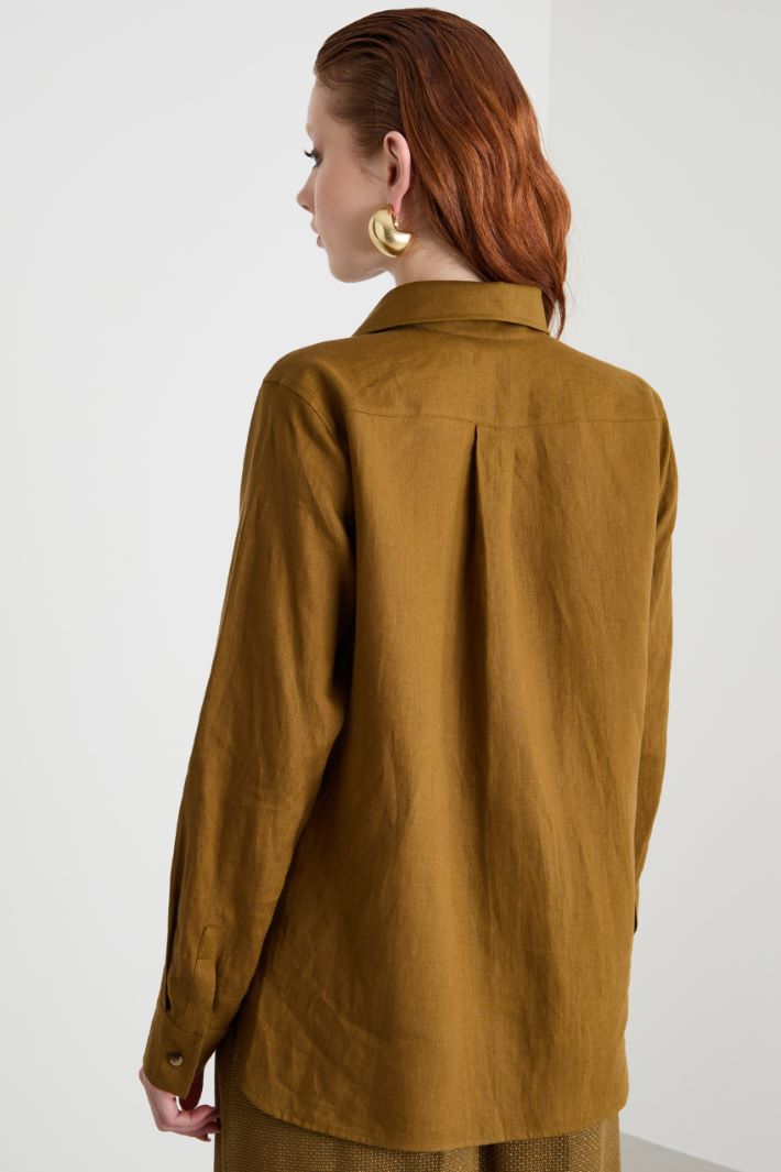 Fly-front linen shirt Intrend - 4