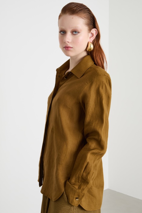 Fly-front linen shirt Intrend