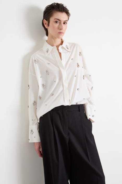 Oversized shirt with rhinestones Intrend