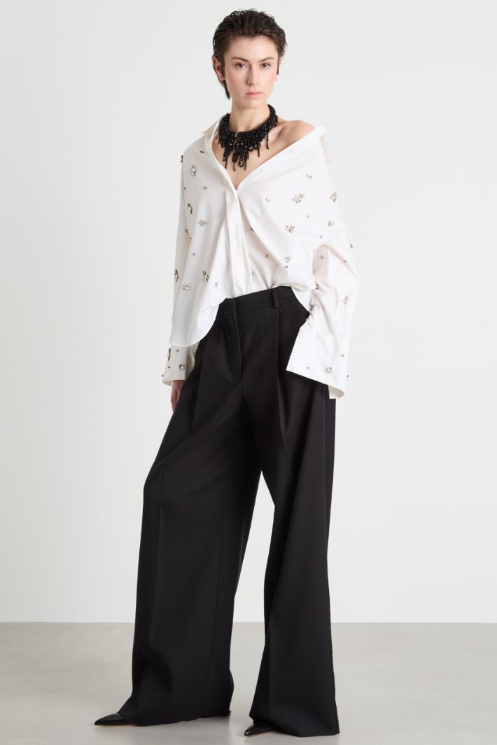 Oversized shirt with rhinestones Intrend