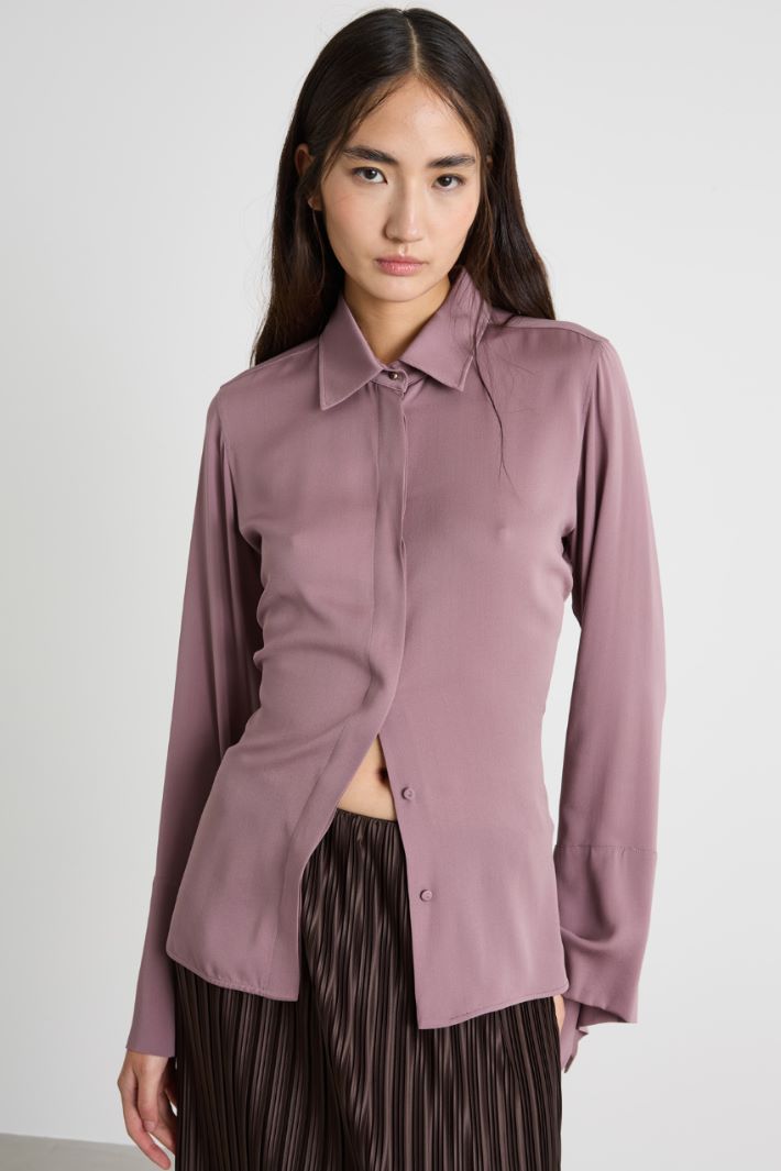 Blusa in charmeuse di seta - LILLA - Intrend - 2