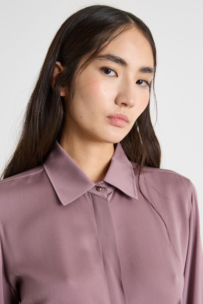 Blusa in charmeuse di seta - LILLA - Intrend - 3