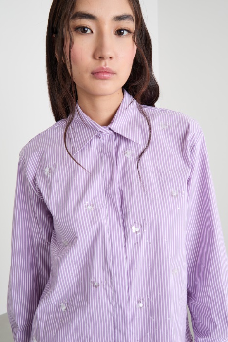 Camicia in popeline con ricami