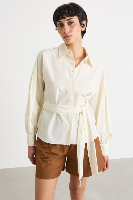 Belted taffeta shirt Intrend