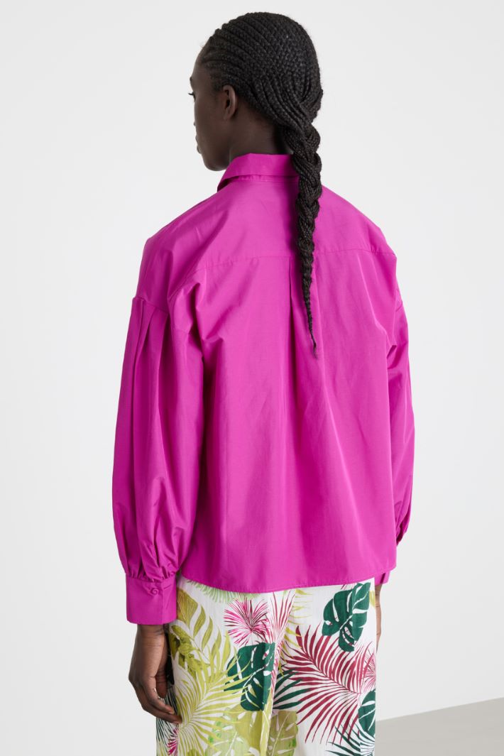 Camicia in taffettà con cintura - FUXIA - Intrend - 4