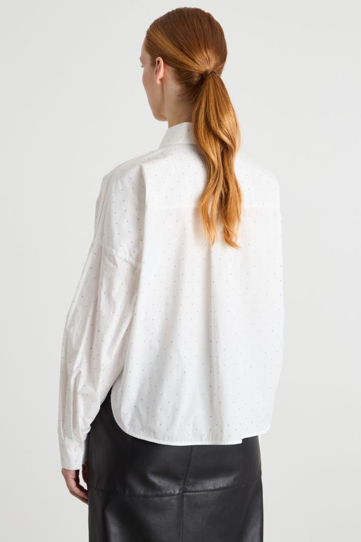 Crystal-embellished poplin shirt Intrend - 4