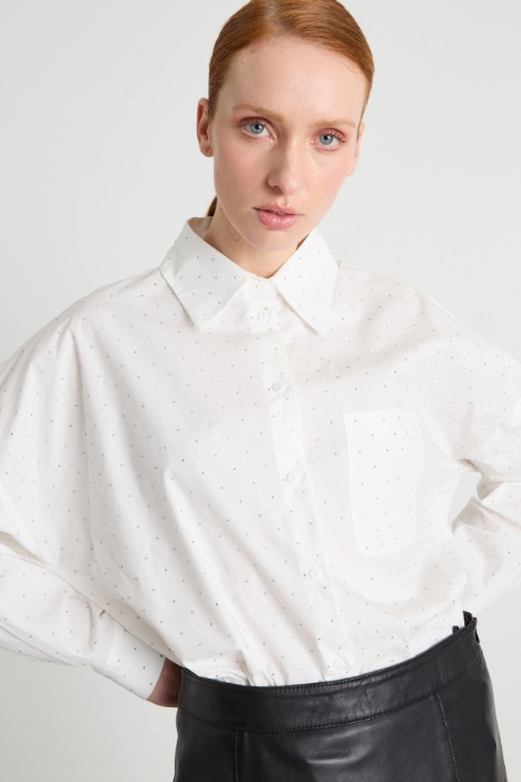 Camicia in popeline con strass