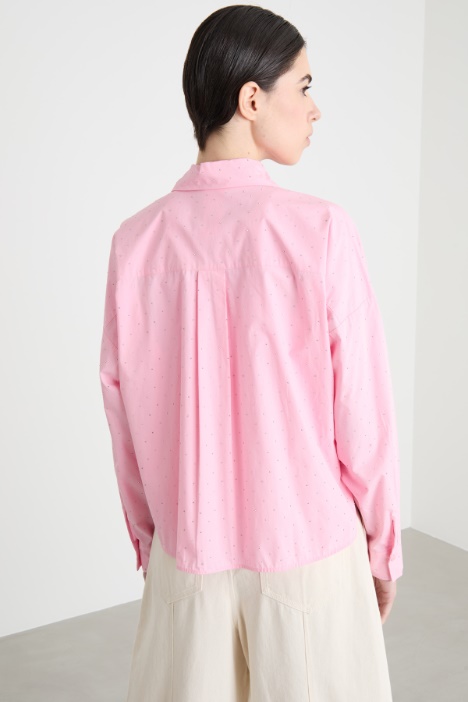 Camicia in popeline con strass