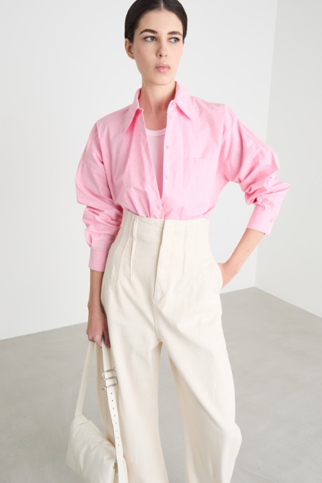 Crystal-embellished poplin shirt Intrend
