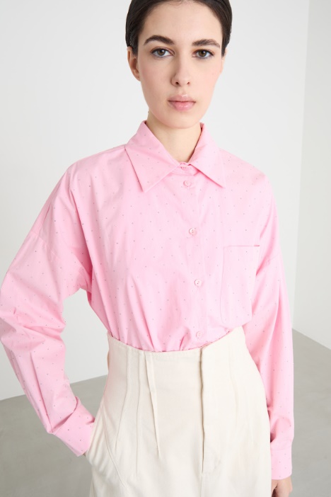 Camicia in popeline con strass