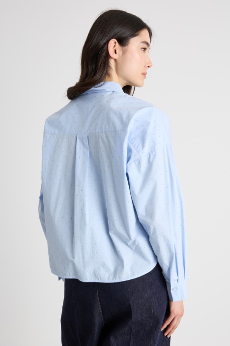 Camicia in popeline con strass