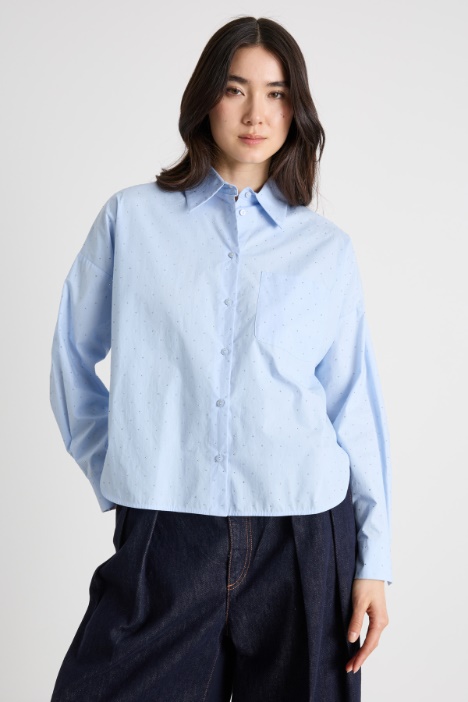 Crystal-embellished poplin shirt Intrend