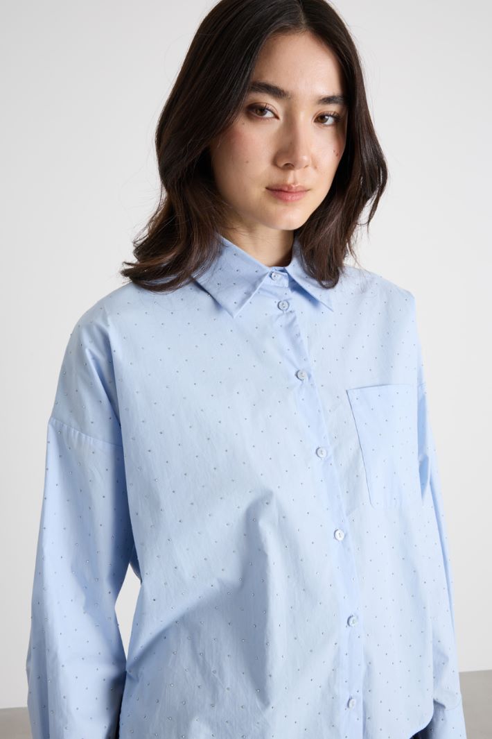 Crystal-embellished poplin shirt Intrend - 3