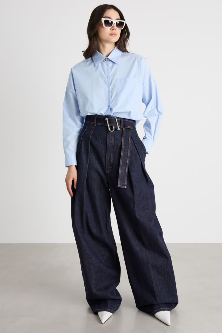 Crystal-embellished poplin shirt Intrend