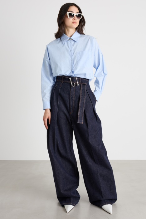 Crystal-embellished poplin shirt Intrend