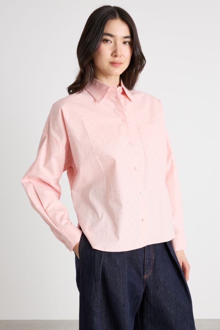 Crystal-embellished poplin shirt Intrend - 2
