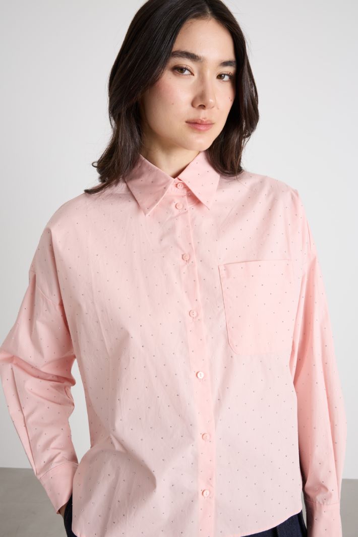 Crystal-embellished poplin shirt Intrend - 3