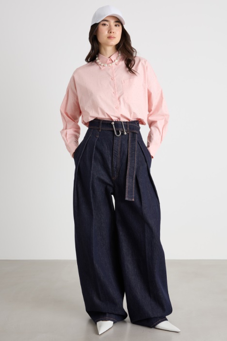 Crystal-embellished poplin shirt Intrend