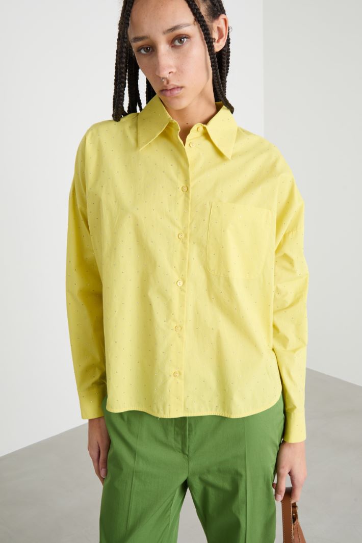 Crystal-embellished poplin shirt Intrend - 2