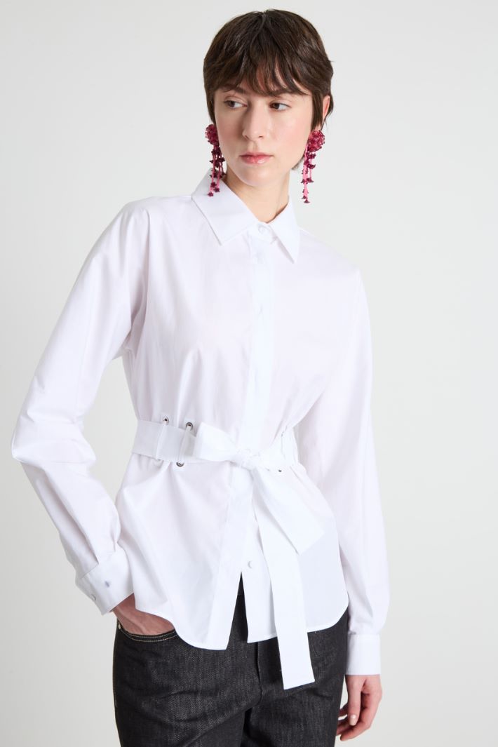 Belted poplin shirt Intrend - 2