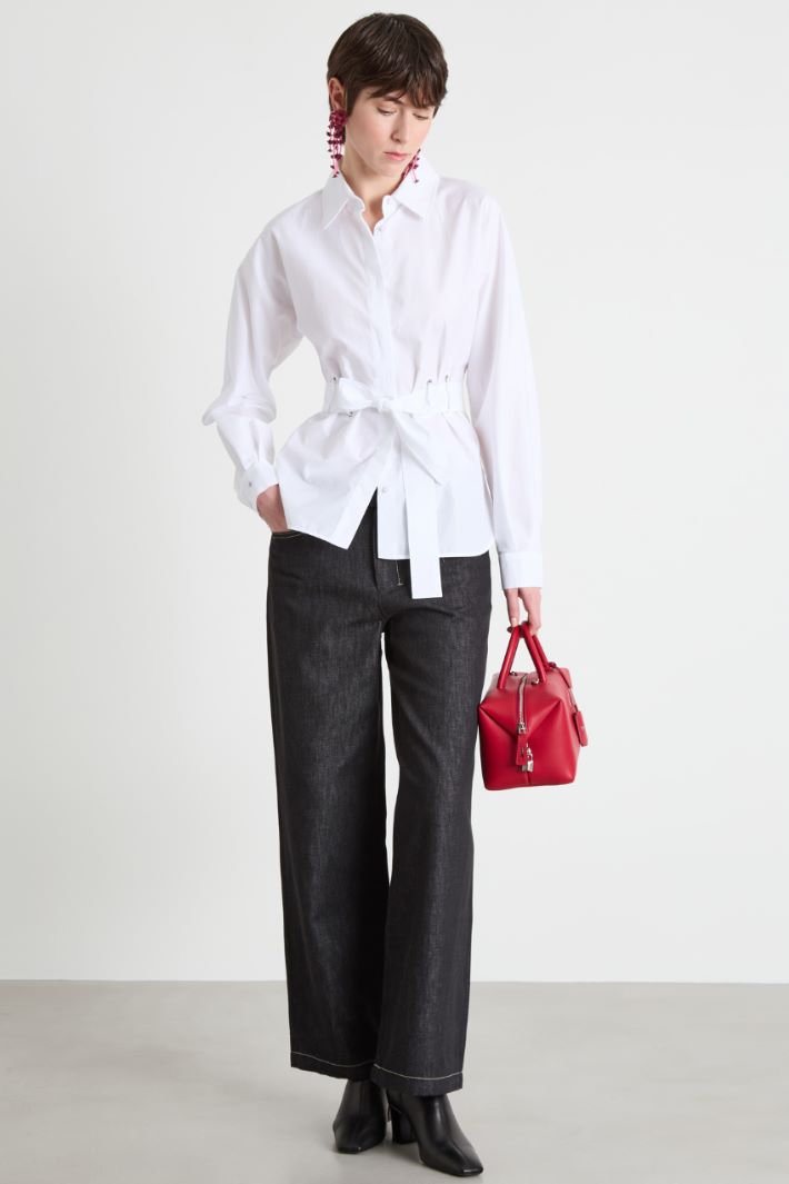 Belted poplin shirt Intrend