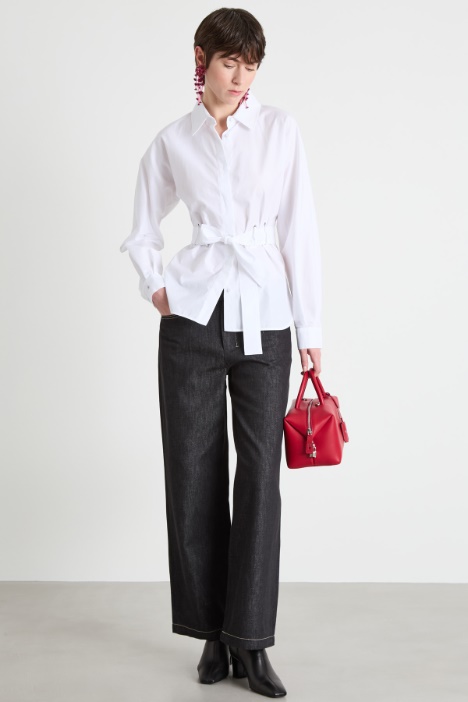 Belted poplin shirt Intrend