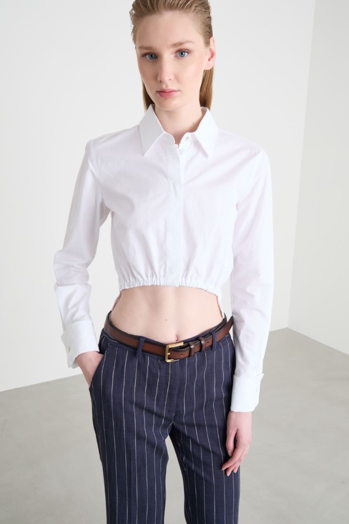 Cropped poplin shirt Intrend - 2