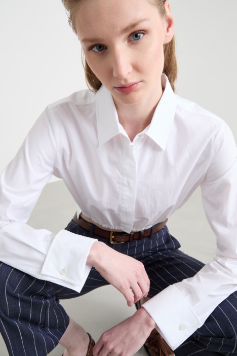 Camicia crop in popeline