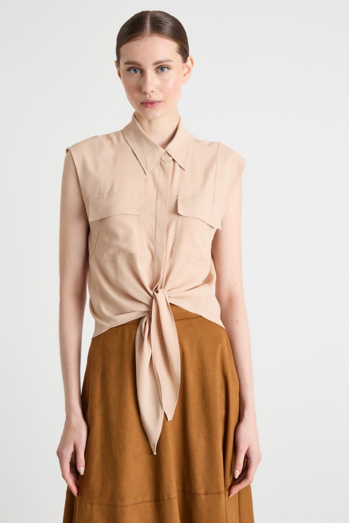Camicia in crepe con nodo Intrend - 2