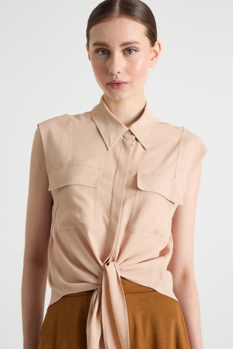 Camicia in crepe con nodo