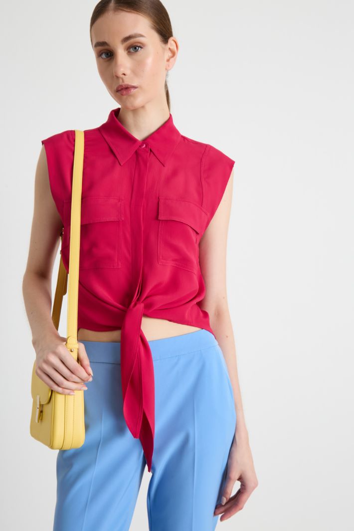 Knotted crepe shirt Intrend - 2