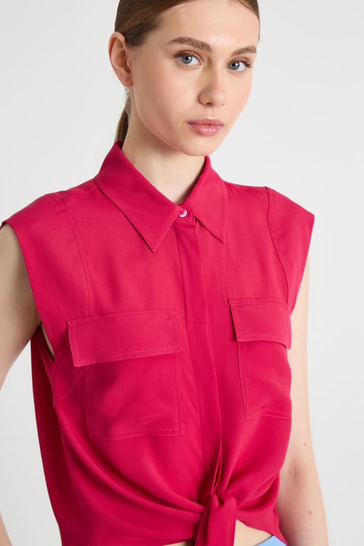 Knotted crepe shirt Intrend - 3