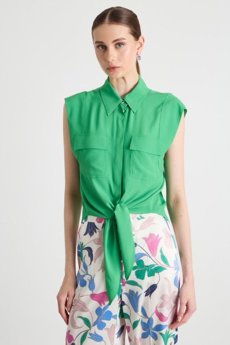 Knotted crepe shirt Intrend