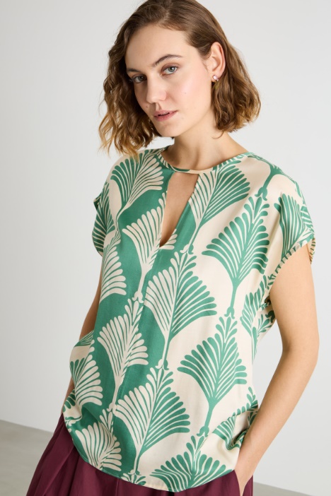 Blusa in twill a fantasia