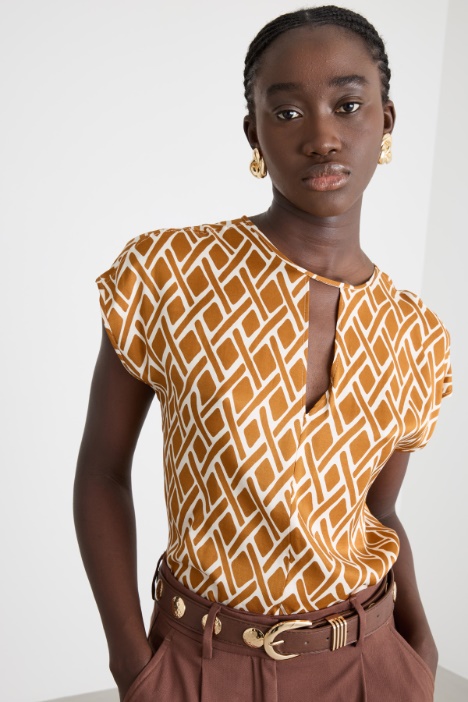 Blusa in twill a fantasia