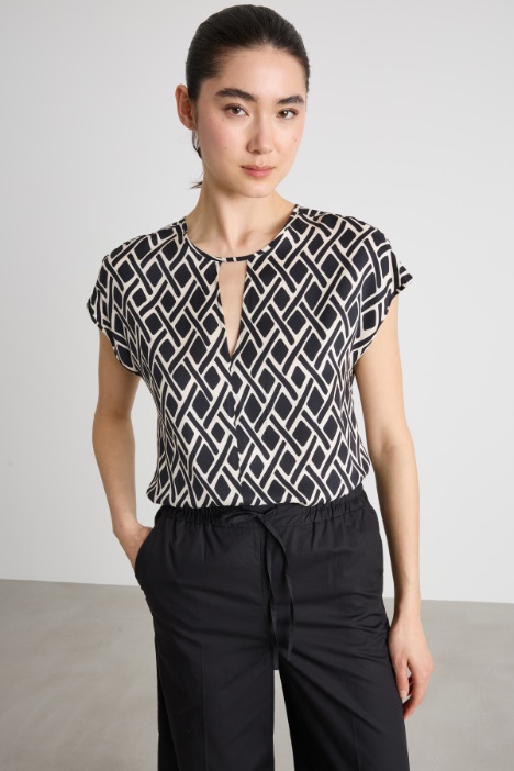 Blusa in twill a fantasia Intrend