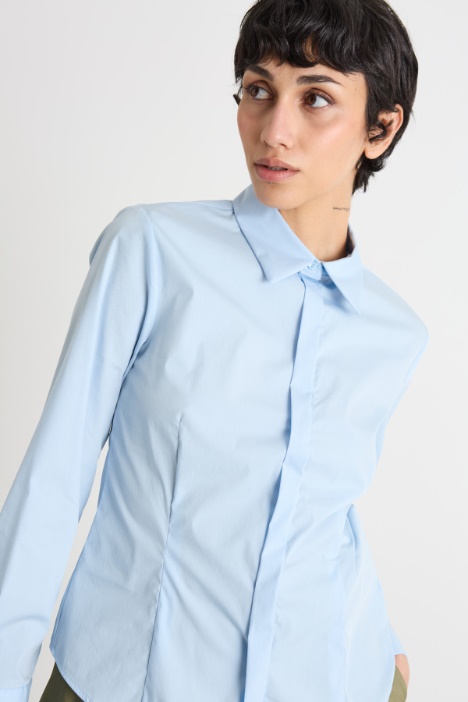 Camicia slim in popeline