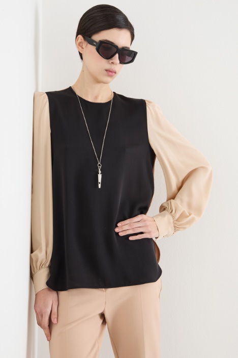 Puff-sleeve charmeuse blouse Intrend