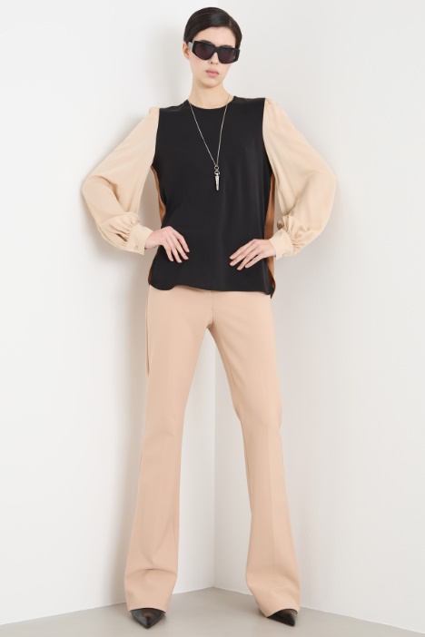 Blusa in charmeuse con maniche a sbuffo Intrend