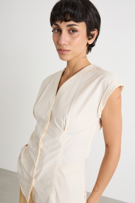 Camicia in popeline senza maniche