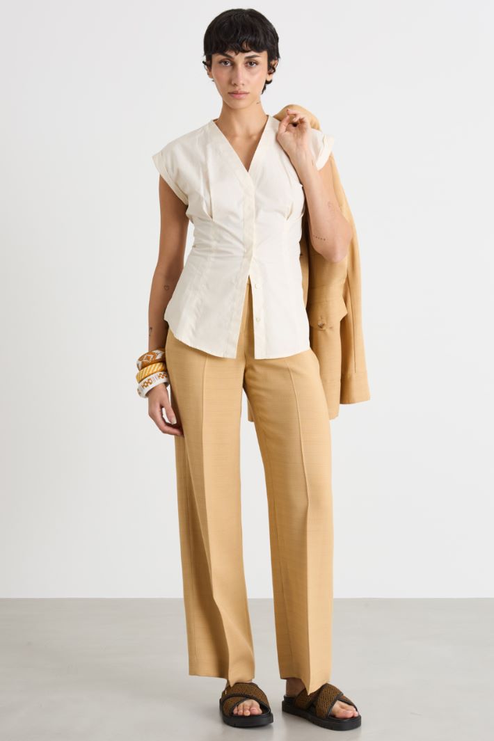 Cap-sleeve poplin shirt Intrend