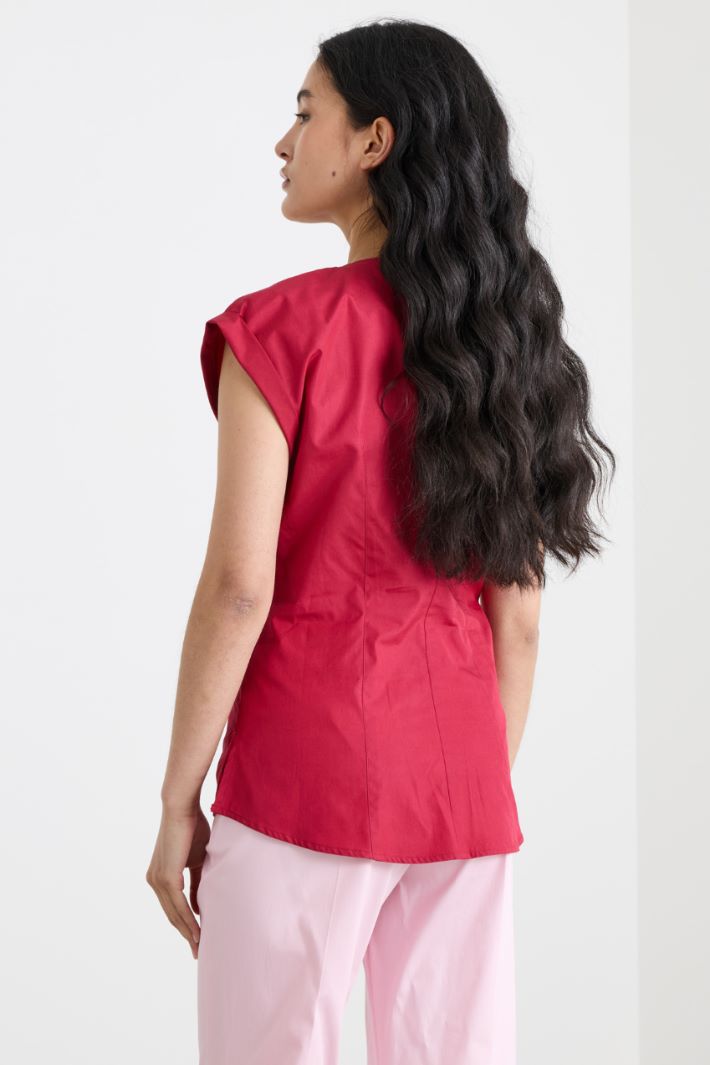 Cap-sleeve poplin shirt Intrend - 4