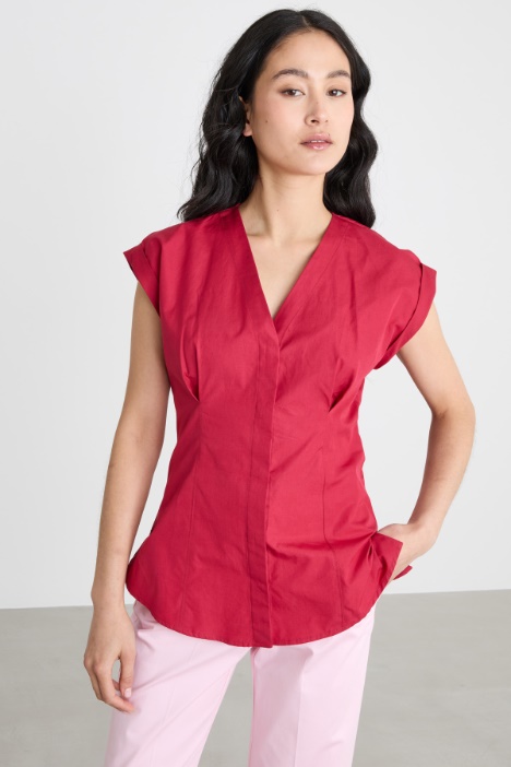Cap-sleeve poplin shirt Intrend