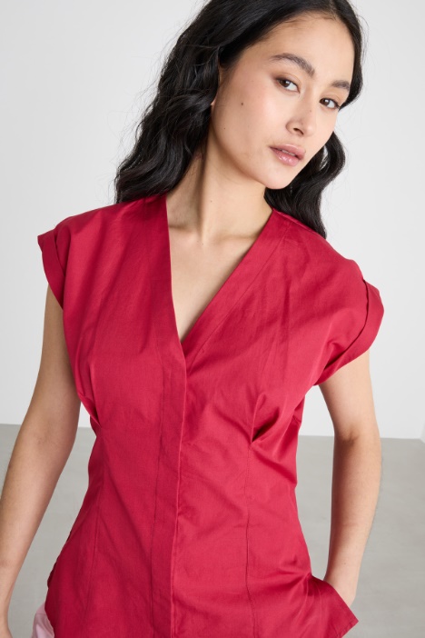 Camicia in popeline senza maniche