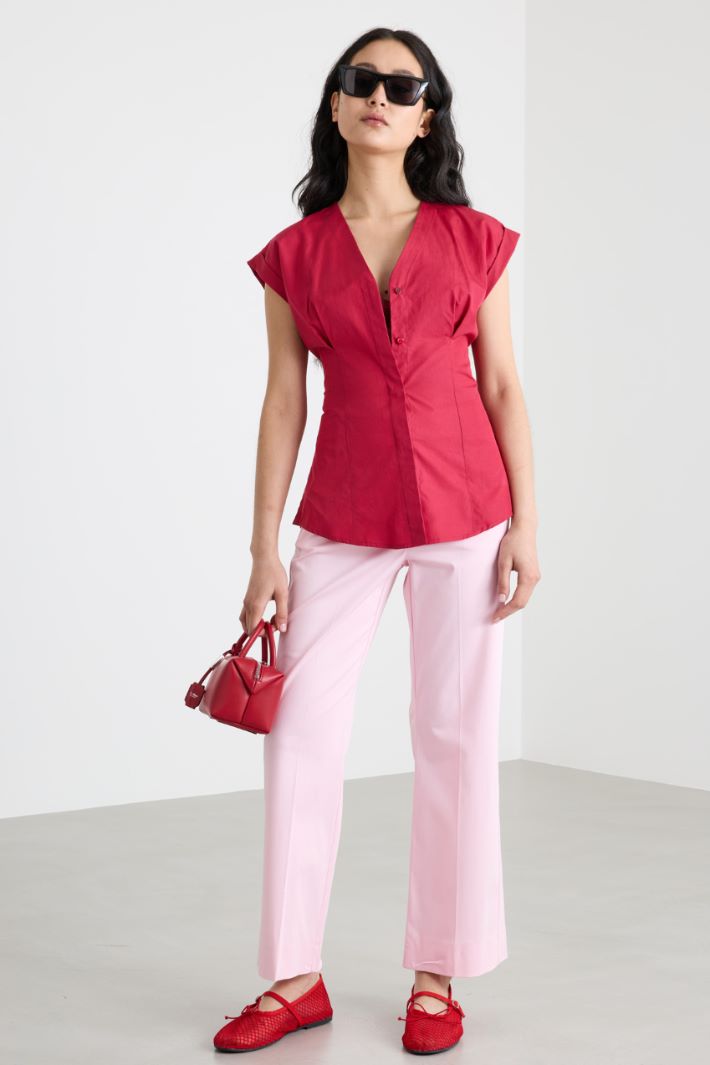 Cap-sleeve poplin shirt Intrend