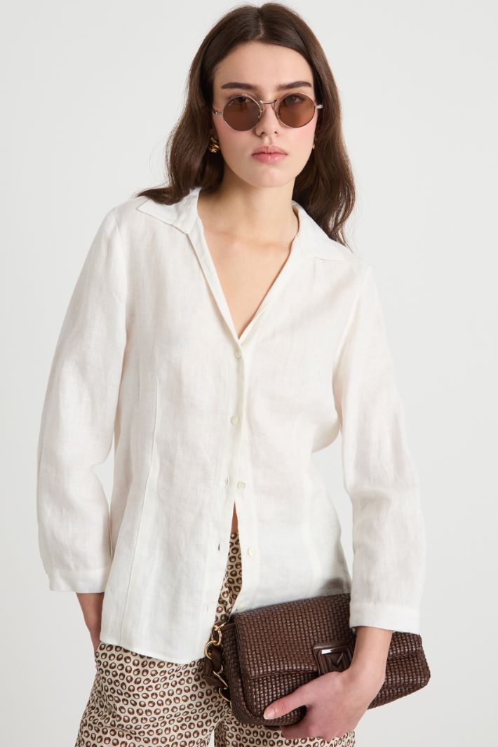 V-neck linen shirt Intrend - 2