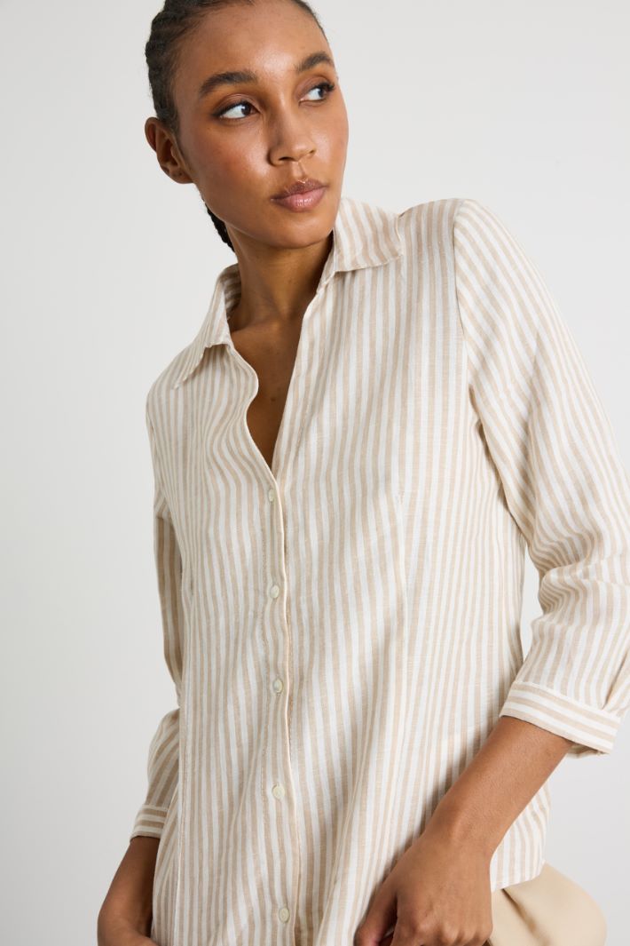 V-neck linen shirt Intrend - 3