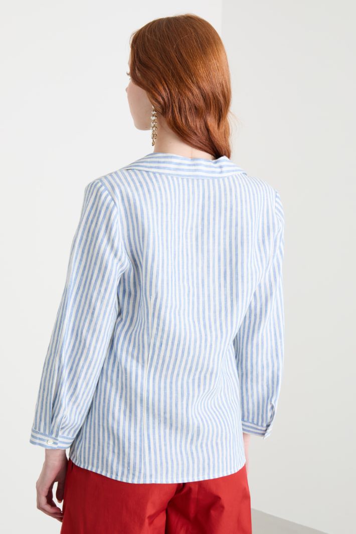 V-neck linen shirt Intrend - 4