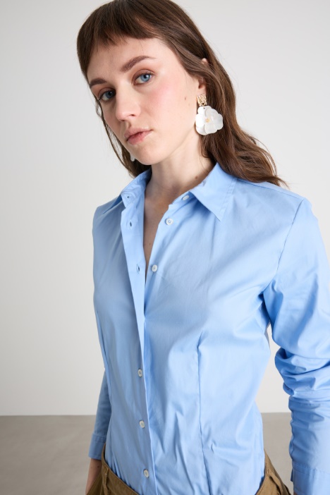 Camicia aderente in popeline stretch